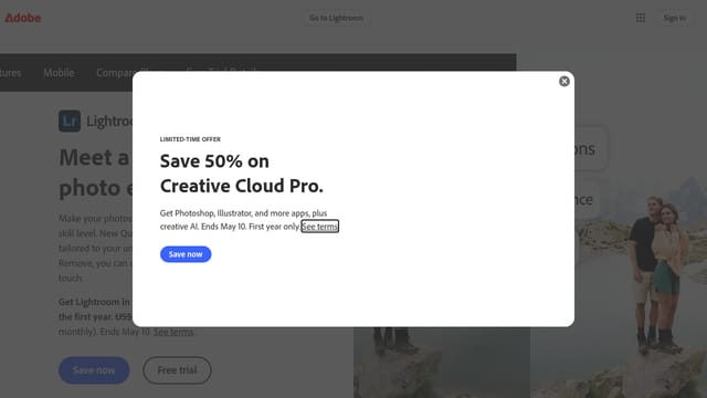 Adobe Lightroom — affiliate tool screenshot