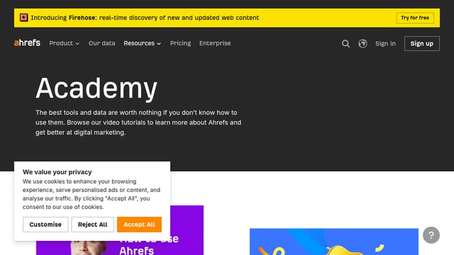 Ahrefs Academy — SEO research and strategy learning resource