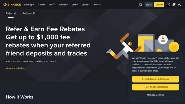 Binance — affiliate tool screenshot