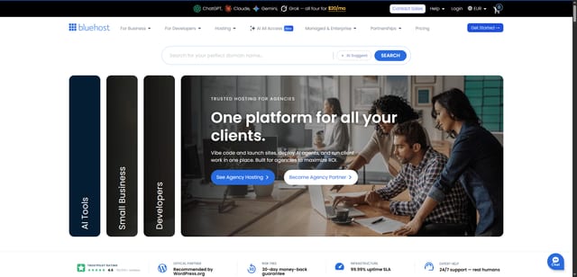 Bluehost — affiliate tool screenshot