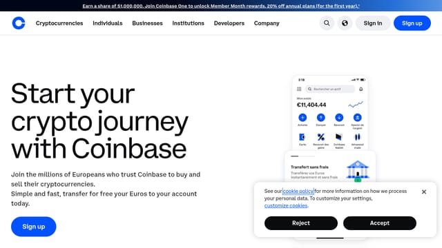 Coinbase — affiliate tool screenshot