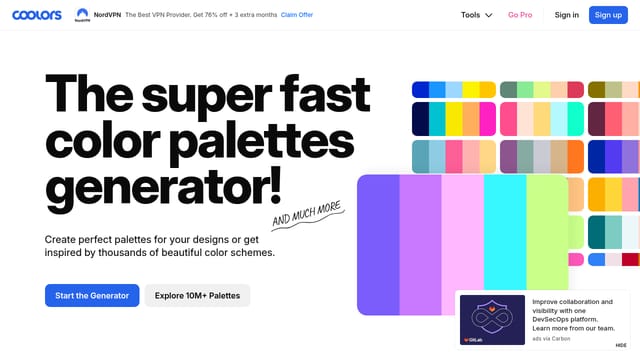Coolors (color palette generator) — Basic graphic design learning resource