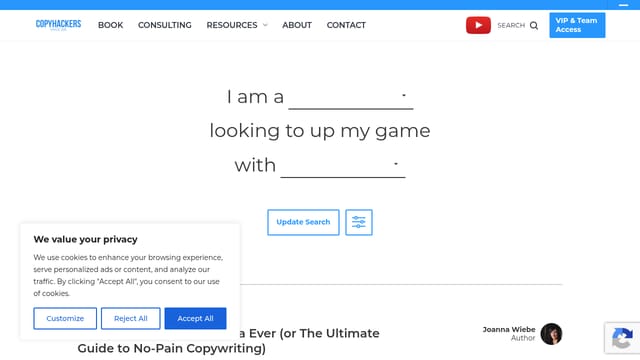 Copyhackers (free articles) — Copywriting learning resource