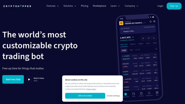 Cryptohopper — affiliate tool screenshot