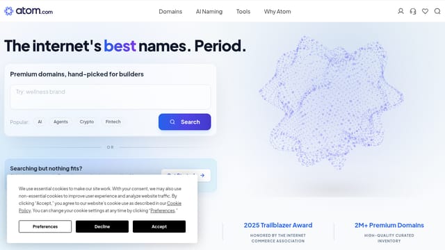 Dan.com (now Squadhelp/Atom) — affiliate tool screenshot