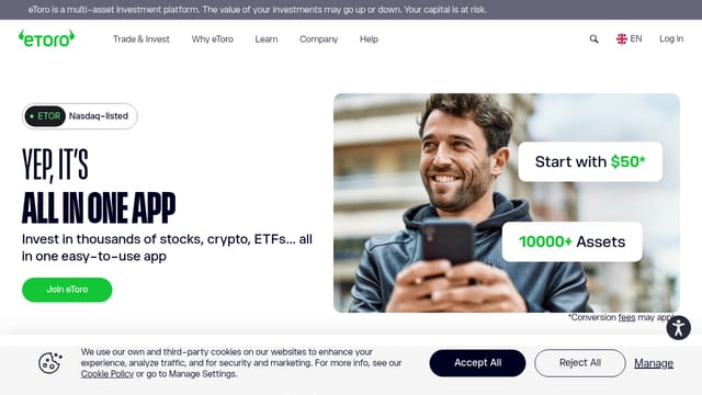 eToro — affiliate tool screenshot