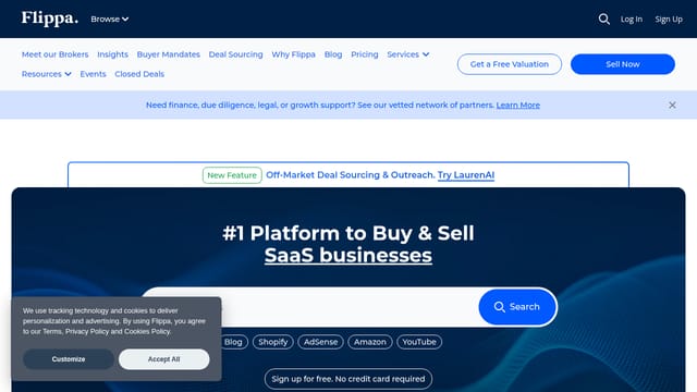 Flippa — affiliate tool screenshot