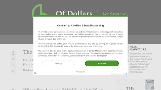 Of Dollars and Data (Nick Maggiulli) — Investing fundamentals learning resource