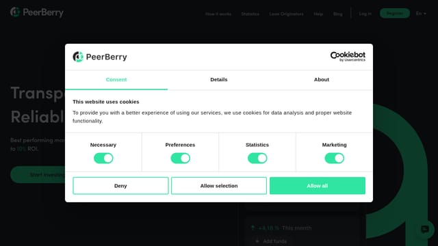 PeerBerry — affiliate tool screenshot