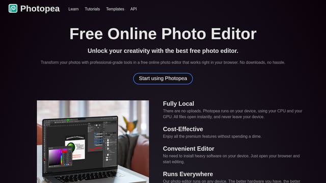 Photopea (free Photoshop alternative in browser) — Basic graphic design learning resource