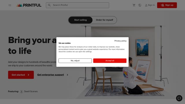 Printful — affiliate tool screenshot