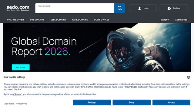 Sedo — affiliate tool screenshot