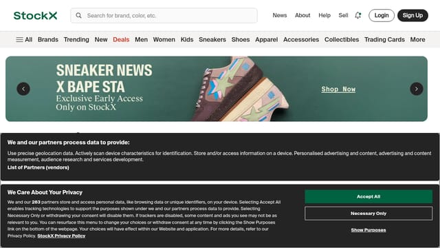 StockX — affiliate tool screenshot