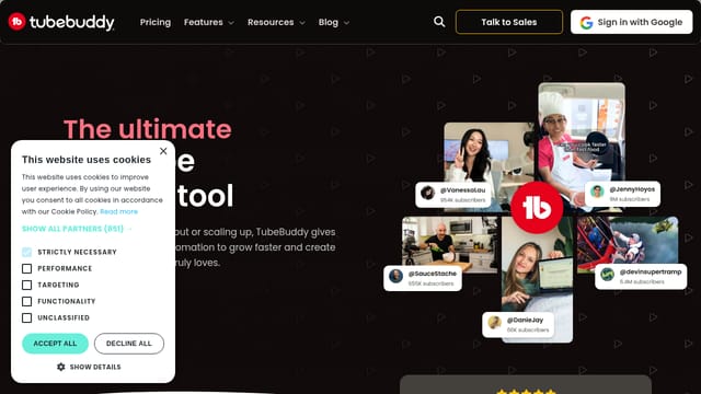 TubeBuddy — affiliate tool screenshot