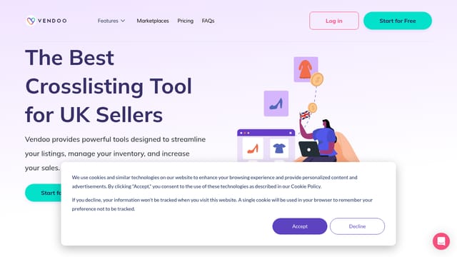 Vendoo + Crosslist (AI listing duplication) — AI tool screenshot